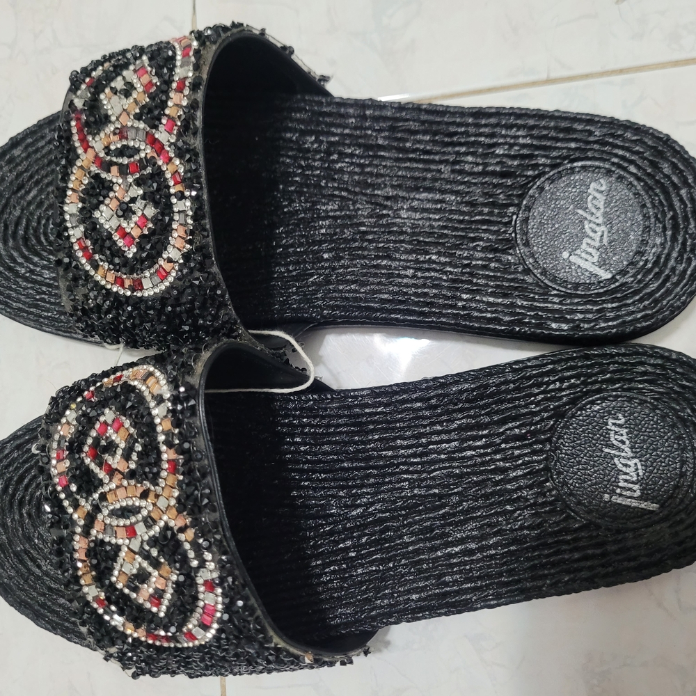 Black Beaded Women's Sandals